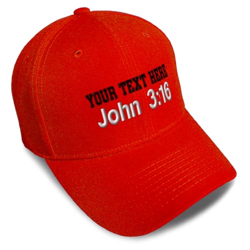 Baseball Caps for Men & Women Embroidered John 3:16 Jesus Christ Christian God Ladies & Men Baseball Hats - color: Red Personalized Text Here