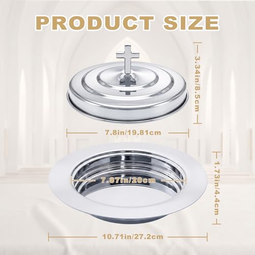 1Pcs Stainless Steel Communion Bread Plate for Church with Lid Silver - color: Silver