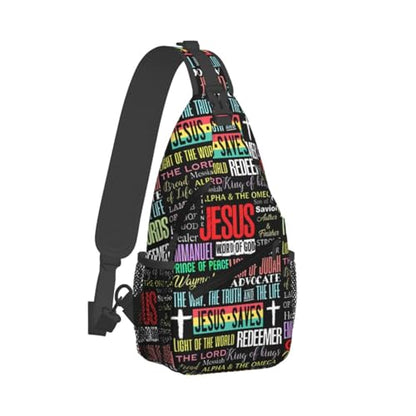 Jesus Christian Cross Sling Backpack Shoulder Chest Bag For Men Women Hiking Travel Crossbody Daypack - color: Jesus Christian Cross-0003