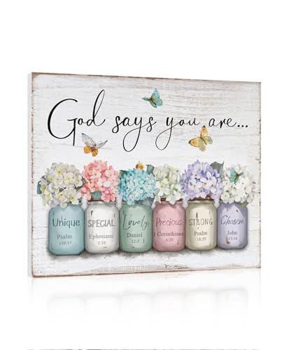 Inspirational Bible Verse Wall Art: God Says You Are Wall 12" x 15" - color: God Says You Are, size: 15"L x 12"W