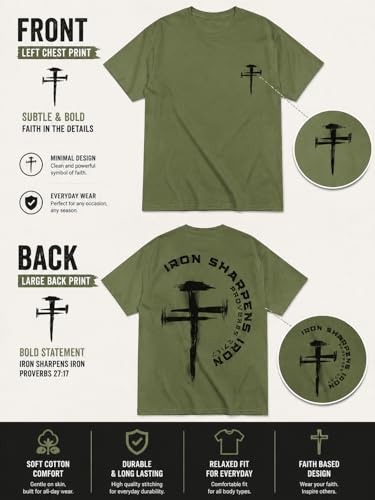 Christian Shirts For Men Iron Sharpens Iron T-Shirt Religious Jesus Tshirt