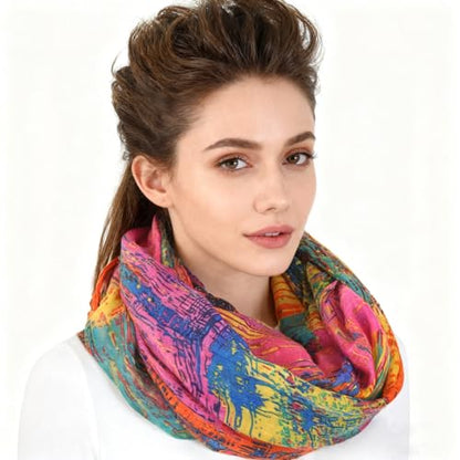 Jersey Knit Infinity Scarf Colorful Head Wrap for Travel - color: Color-b06