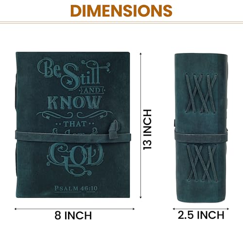 LEATHER VILLAGE Mens Prayer Journal Be Still Verse, Turquoise 13x8. - color: Turquoise, size: 13 inches X 8 inches