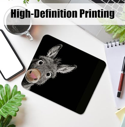 Funny Donkey Mouse Pad for Desk, Donkey Lover Gifts, Rustic Peeking Farm Animal Mousepads with Anti-Slip Rubber Base for Computer Laptop Home Office Desk Accessories, 9.5x7.9 Inch - color: Square mouse pad-donkey
