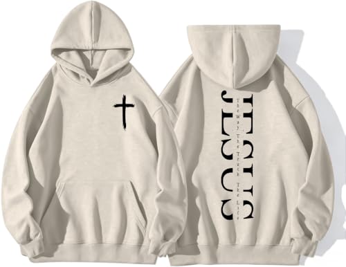 Boys Christian Jesus Hoodie Kids Faith Bible Verse Sweatshirt - color: Apricot, size: 9-10 Years