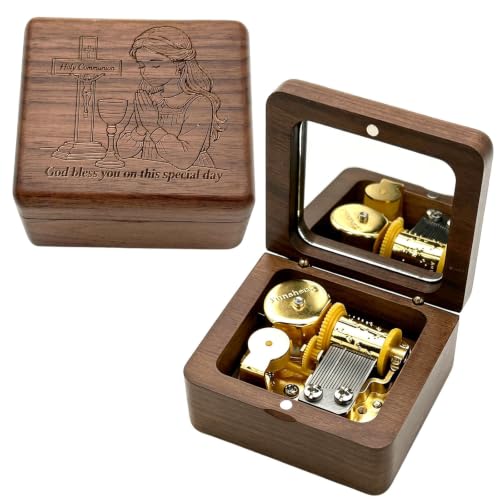 Walnut Wood Wind Up Music Box The Lord’s Prayer for Girls Holy Communion - color: The Lord’s Prayer