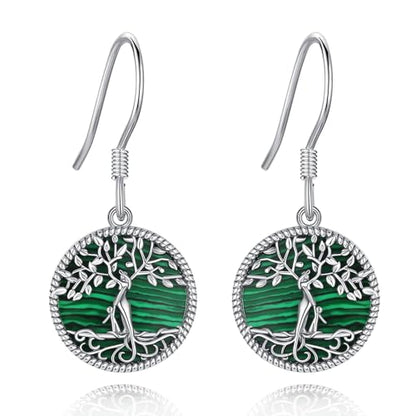 Vito Moonstone Turquoise Drop Earrings for Women, 925 Sterling Silver Hooks - style: Malachite Tree-1
