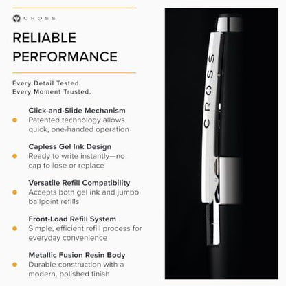 Cross Edge Jet Black Gel Rollerball Pen, Medium Point, Black Ink - color: Jet Black