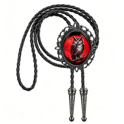 GelConnie Gothic Bolo Tie for Men Women 3D Art Western Cowboy Necktie - color: Owl Bolo Tie