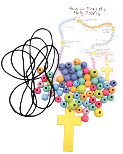 Westmon Works Rosary Craft Kit with Hail Mary and Our Father Holy Card Pastel Colored Wooden Beads Make Your Own Beaded (Pack of 2) - size: medium (Pack of 2)