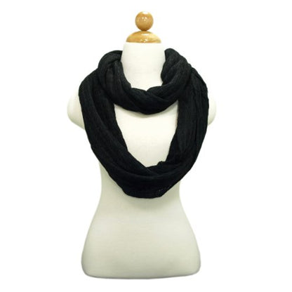 TrendsBlue Premium Solid Color Knit Infinity Circle Scarf - color: Black
