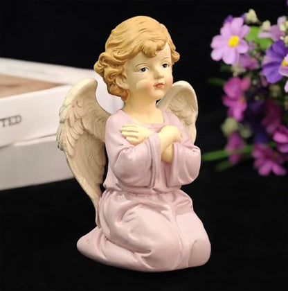 Short Hair Kneeling Angel Figurine, 5.3 Inch Resin Praying Angel Decor - style: 5.3'' Cross hands angel kneeling