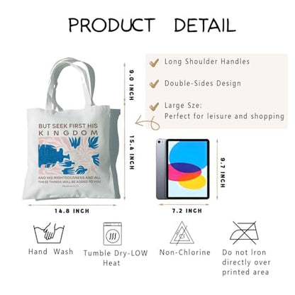 Christian Canvas Tote Bag,Christian Bags For Women. - color: White Christian Totebag-9