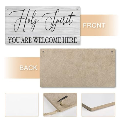 Home Wall Decor Signs Holy Spirit You Are Welcome Here Sign Farmhouse Wooden Hanging Sign Rustic Wall Art Plaque Decor For Front Door Porch Yard 12" X 6"