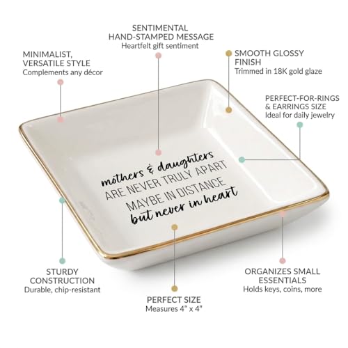 Simply Charmed Gift from Mother or Daughter - or Mother's Day or Birthday Gift Between Mom and Daughter - Ceramic Jewelry Ring Dish or Tray - style: Mothers Daughters