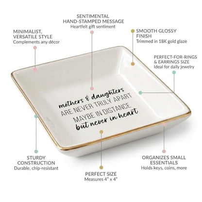 Simply Charmed Gift from Mother or Daughter - or Mother's Day or Birthday Gift Between Mom and Daughter - Ceramic Jewelry Ring Dish or Tray - style: Mothers Daughters