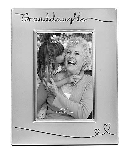 Haysom Interiors Beautiful Two Tone Silver Plated Granddaughter 4" x 6" Picture Frame with Black Velvet | Unique and Thoughtful Gift Idea by Happy Homewares - size: Granddaughter