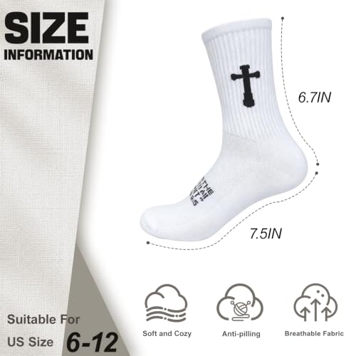 3 Pairs Unisex Cross Socks,Gifts for Christian: Easter Christmas - color: Proverbs 3:5 - White