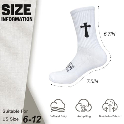 3 Pairs Unisex Cross Socks,Gifts for Christian: Easter Christmas - color: Proverbs 3:5 - White