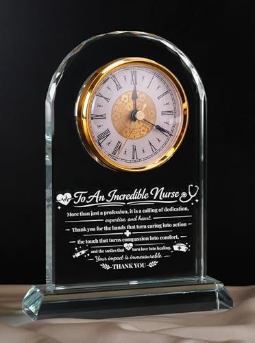 Nurse Gifts for Women, Nurses Week Appreciation Glass Clock - color: Nurse Gift