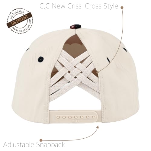 C.C Women's Criss-Cross Ponytail Trucker Hat - Snapback, One Size - color: Patchwork-beige