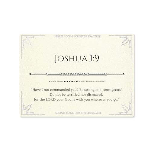 Loved Creations Morse Code Bracelets for Women, Christian Bible Verse Bracelets, Scripture S925 Sterling Silver Inspirational Faith Jewelry, Religious Gifts for Women - color: Joshua 1:9