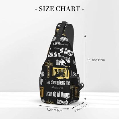 Jesus Christian Cross Sling Backpack Shoulder Chest Bag For Men Women Hiking Travel Crossbody Daypack - color: Jesus Christian Cross-0001