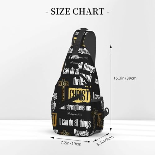 Jesus Christian Cross Sling Backpack Shoulder Chest Bag For Men Women Hiking Travel Crossbody Daypack - color: Jesus Christian Cross-0001