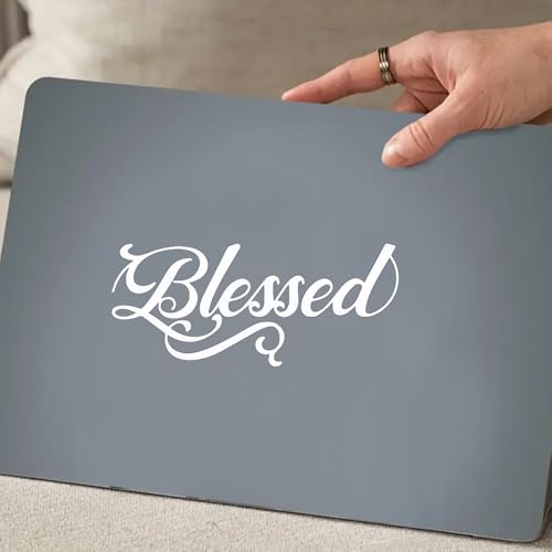 2-Pack Blessed Vinyl Decal - 5.5"x2.4" Waterproof Christian Lettering Sticker for Cars, SUVs, RVs & Laptops - BD54 (White) - color: White