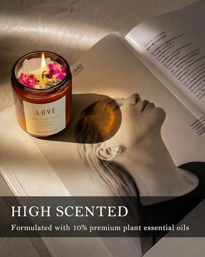 Love Spell Candles, Ritual, Soy Wax Crystal, Manifesting, Garnet, Rose Quartz, Pink Crystal Candles.(Love) - style: Love