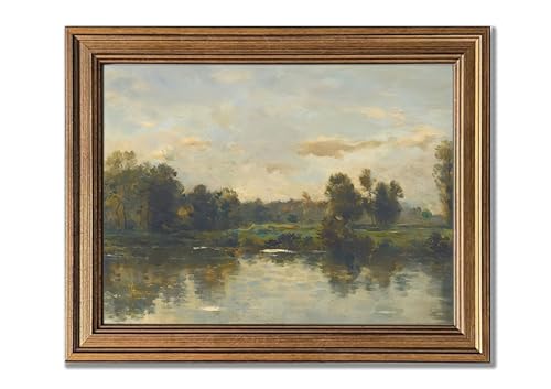 Gold Framed Green Landscape Canvas Wall Art Moody Cottagecore Wall Decor - color: Green, size: 8"L x 10"W