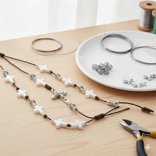 100Pcs White Cross Beads for Bracelet Acrylic Spacer Jewelry Making 15mm - color: White