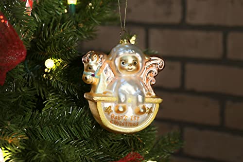 | Baby's First Christmas Glass Ornament | Baby Collection - color: Red