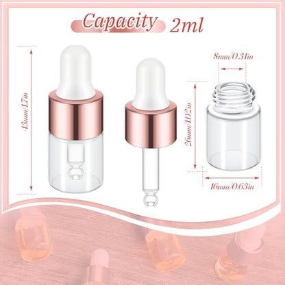 Didaey 100 Pcs Mini Glass Oil Dropper Bottle, 2 ml, Rose Gold - color: Rose Gold, size: 2 ml