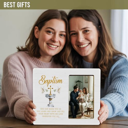 Baptism Gifts Picture Frame for Boy Girls, Christening Catholic Gifts Frame from Godmother Godparents - color: Baptism