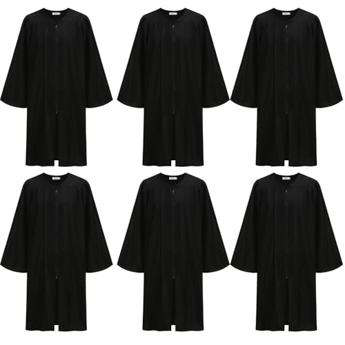 Populus 6-Pack Unisex Adult Matte Choir Robes for Church, Graduation Gowns - color: Black, size: Size 45