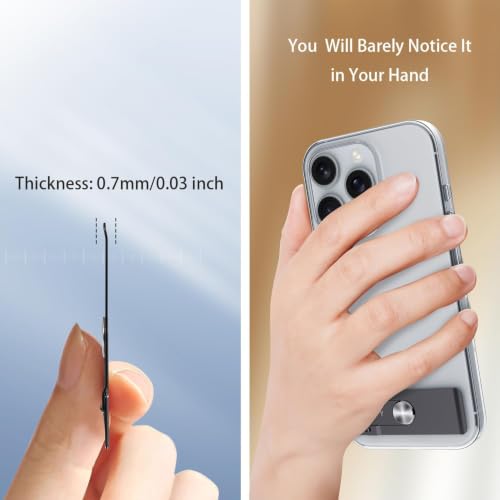 Phone Slim Kickstand, Ultra Thin Vertical and Horizontal 360° Rotating Universal Steel Metal Stable Stand Pocket Friendly Sticky Holder for iPhone Samsung Cellphone Case (Black 2-Pack) - color: Black