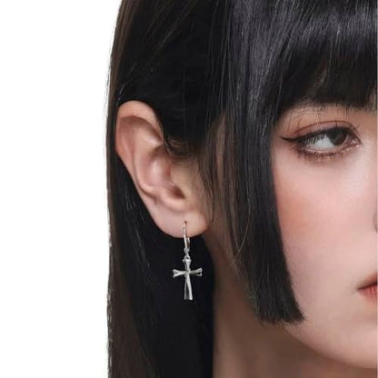 14K Gold Earring Cross Waterdrop Butterfly Heart Knot Earrings for Women Gold Silver Cross Leverback Drop Gold Silver Teardrop Hoop Dangle Earring White Gold Dangle Drop Earring - color: Silver-Cross Dangle Earring