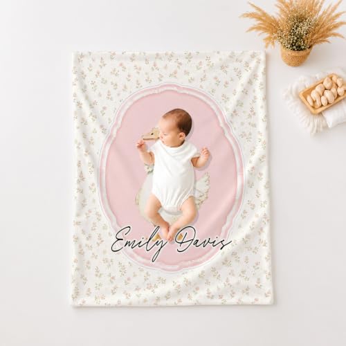 Personalized Goose Baby Blanket, Floral Nursery Throw Gift - color: #Ver6