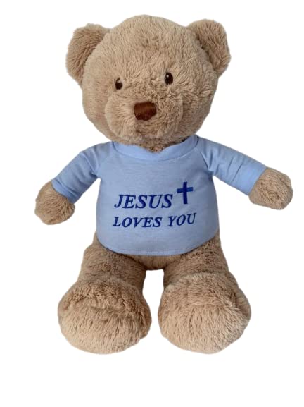 Gracewaters Christian Teddy Bear with 2 Religious Shirts Jesus Loves You, Faith Hope Love, Any Religion, Soft Plush Toy 18 Inch, No-Choke Nose and Eyes
