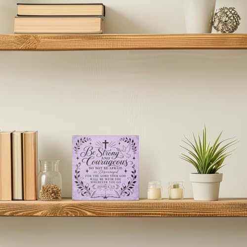Be Strong And Courageous Joshua 1:9 Christian Wooden Box Sign Gifts - color: Purple