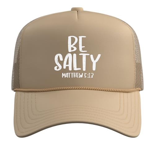 Be Salty Matthew 5:13 Bible Verse God Jesus Faith Christian Trucker Hat with Adjustable Mesh Back - color: Khaki