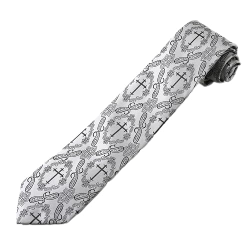 Mens Religious Necktie 3.27" (8.3CM) Christian Cross Jesus Easter Ties - color: Black Cross - Silver