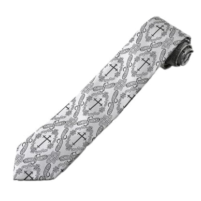 Mens Religious Necktie 3.27" (8.3CM) Christian Cross Jesus Easter Ties - color: Black Cross - Silver
