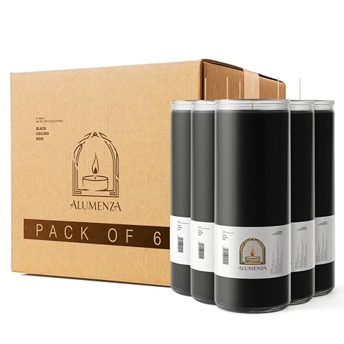 6pk Black Negro 90hr | 7-Day Prayer Candles - Glass Jar Veladoras, Unscented Paraffin Wax | Protection, Reversing Banishing Novena - Catholic Hispanic Church Altar, Memorial Vigil, Uncrossing - color: Black