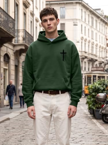 Christian Hoodies for Men Jesus Hoodies Faith Bible Verse Graphic Pullover - color: Green, size: X-Large