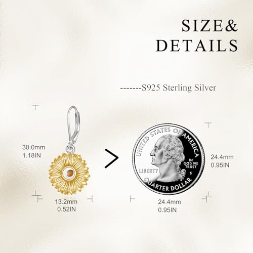 AOBOCO Mustard Seed Earrings for Women Sterling Silver Mountain Cross Earrings Dangle Christian Religion Jewelry Mothers Day Birthday for Mom Wife Friends - style: Sunflower Earrings