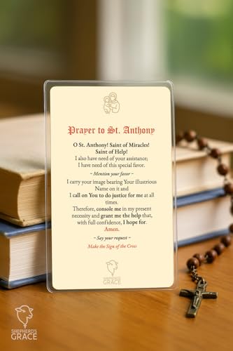 St. Anthony Catholic Prayer Cards, Laminated 5-Pack