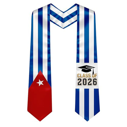 National Flag Graduation Stole Sash - 72" Long Unisex Honors Stole for Students - color: Cuba