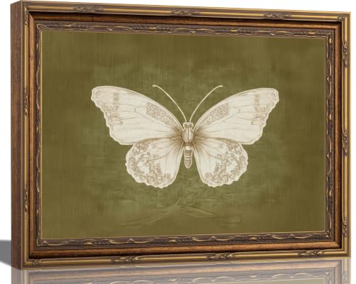 FTHMTN Vintage Gold Framed Butterfly Wall Art,Moody Insect Canvas 16x24in - color: Butterfly, size: 24"L x 16"W